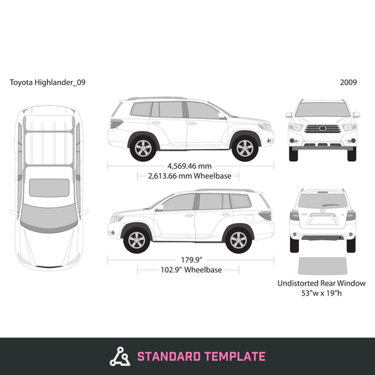 2009 Toyota Highlander vector wrap template, Design-Ready PDF - GravBase