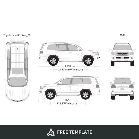 2009 Toyota Land Cruiser free vector vehicle wrap template - GravBase