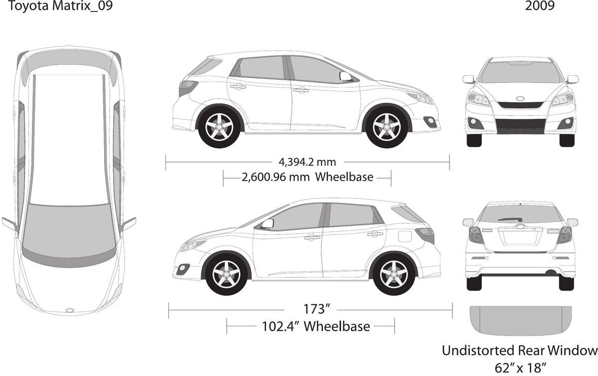 2009 Toyota Matrix Vector Wrap Template - GravBase