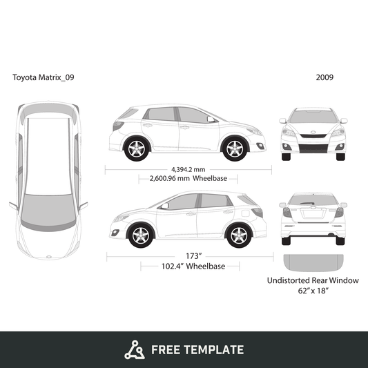 2009 Toyota Matrix free vector vehicle wrap template - GravBase