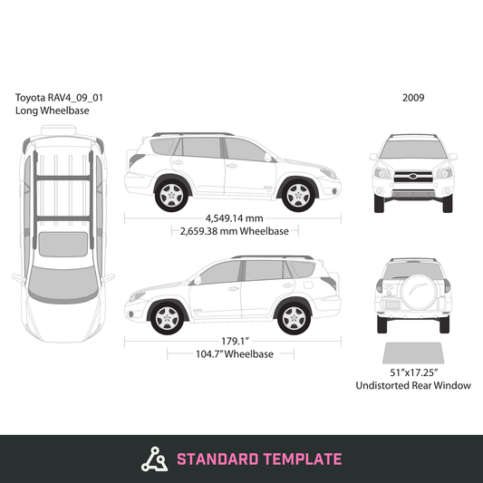 2009 Toyota RAV4 vector wrap template, Design-Ready PDF - GravBase