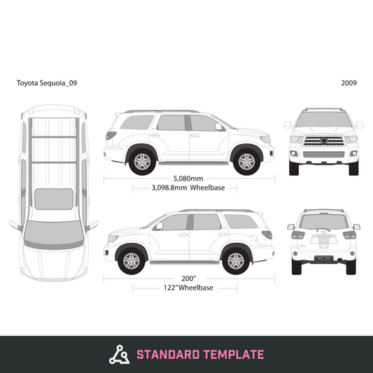 2009 Toyota Sequoia vector wrap template, Design-Ready PDF - GravBase