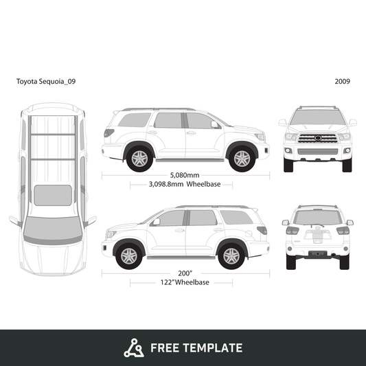 2009 Toyota Sequoia free vector vehicle wrap template - GravBase