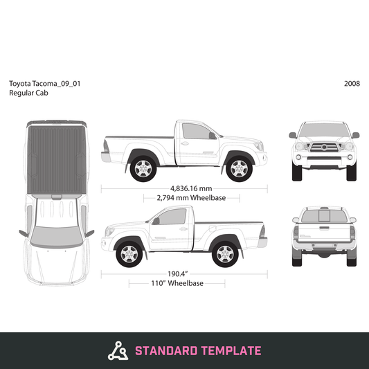 2009 Toyota Tacoma vector wrap template V01, Design-Ready PDF - GravBase