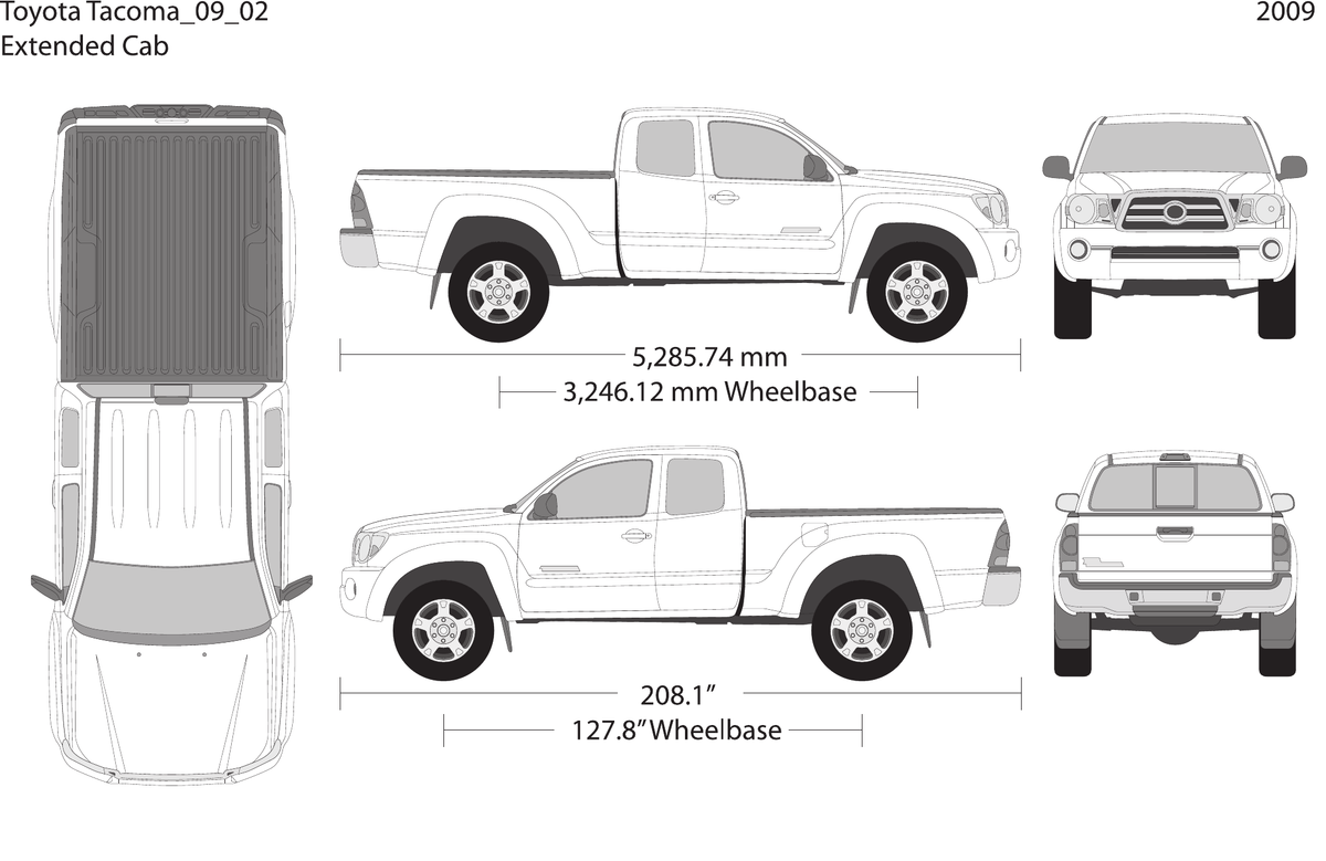 2009 Toyota Tacoma vector wrap template V02, Design-Ready PDF - GravBase