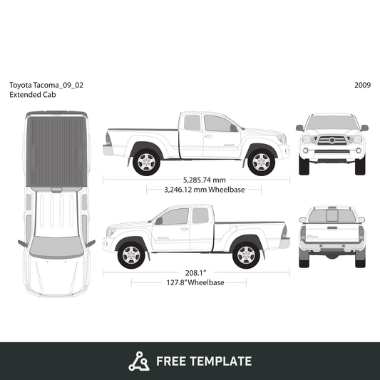 2009 Toyota Tacoma free vector vehicle wrap template - GravBase