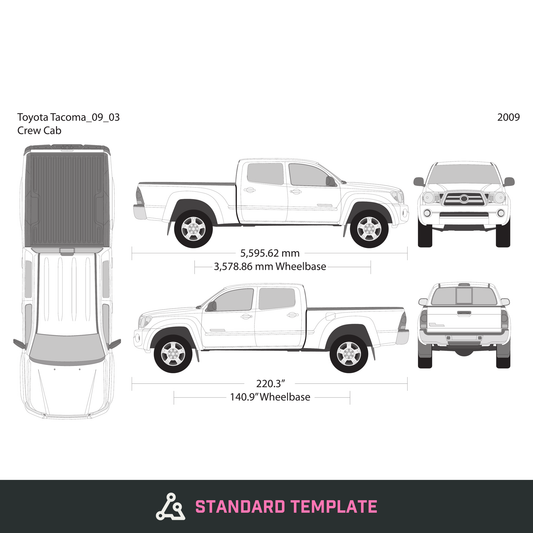 2009 Toyota Tacoma vector wrap template V03, Design-Ready PDF - GravBase