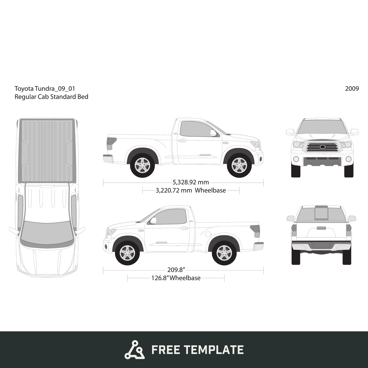 2009 Toyota Tundra free vector vehicle wrap template - GravBase