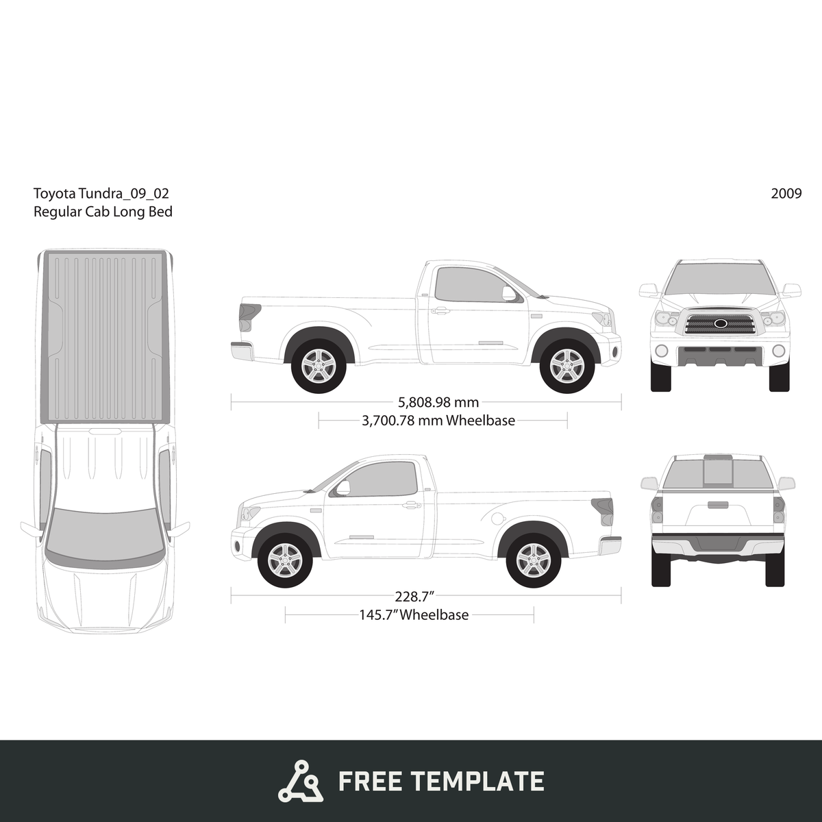 2009 Toyota Tundra free vector vehicle wrap template - GravBase