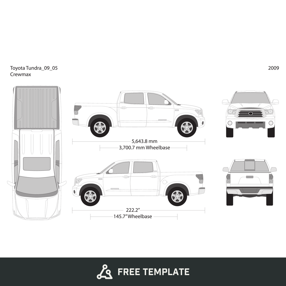 2009 Toyota Tundra free vector vehicle wrap template - GravBase