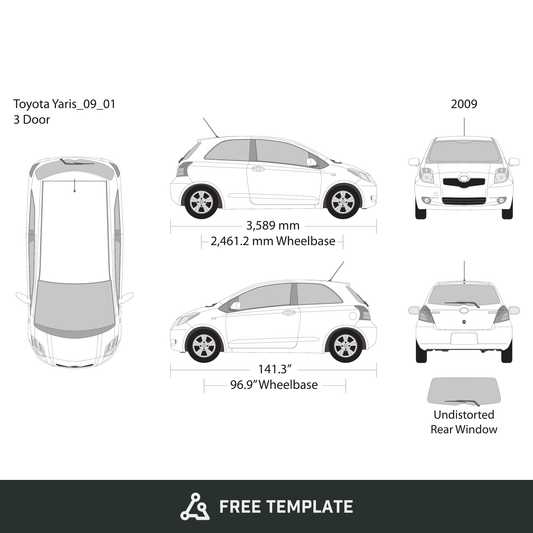 2009 Toyota Yaris free vector vehicle wrap template - GravBase