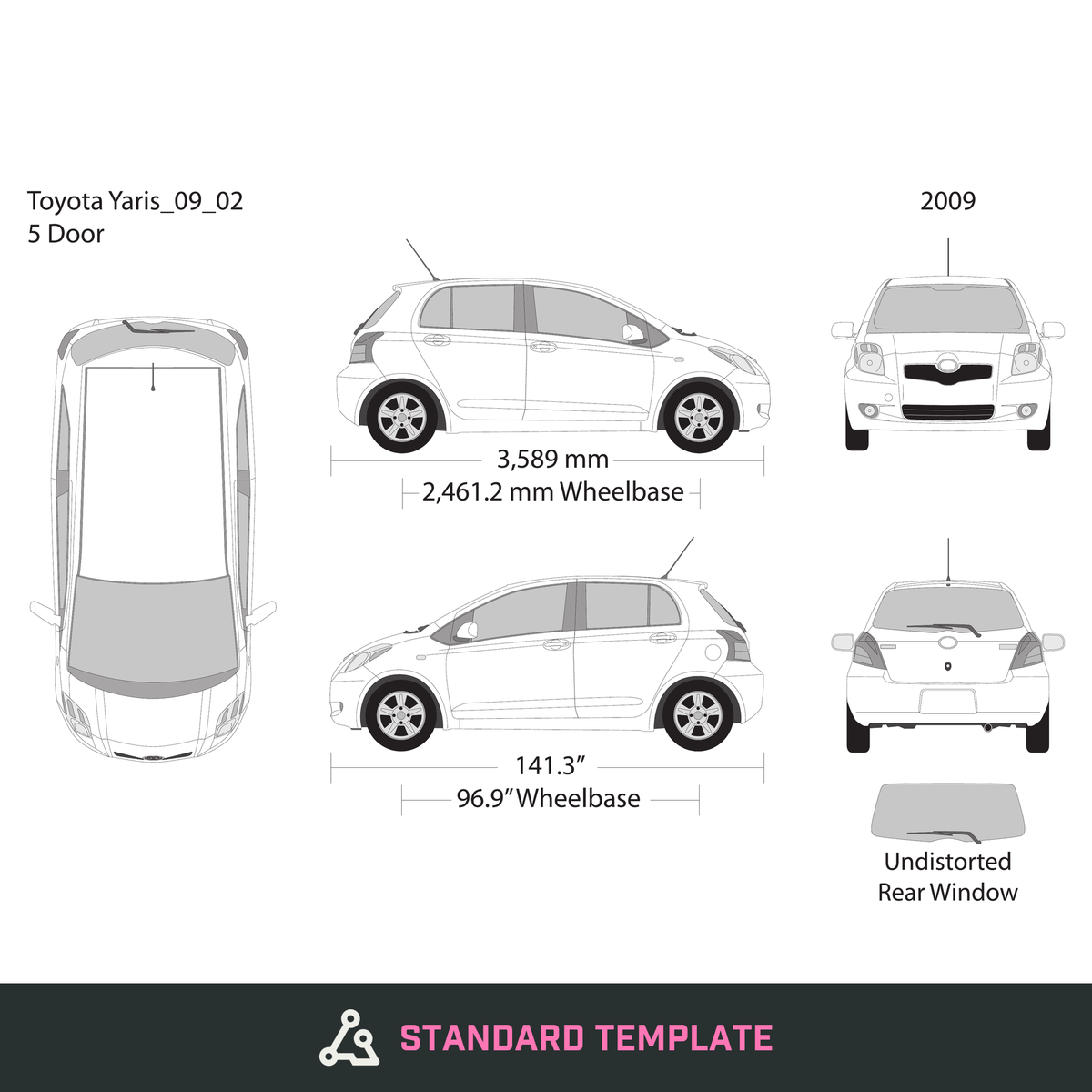 2009 Toyota Yaris vector wrap template V02, Design-Ready PDF - GravBase