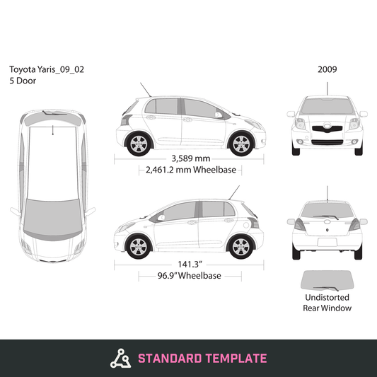 2009 Toyota Yaris vector wrap template V02, Design-Ready PDF - GravBase