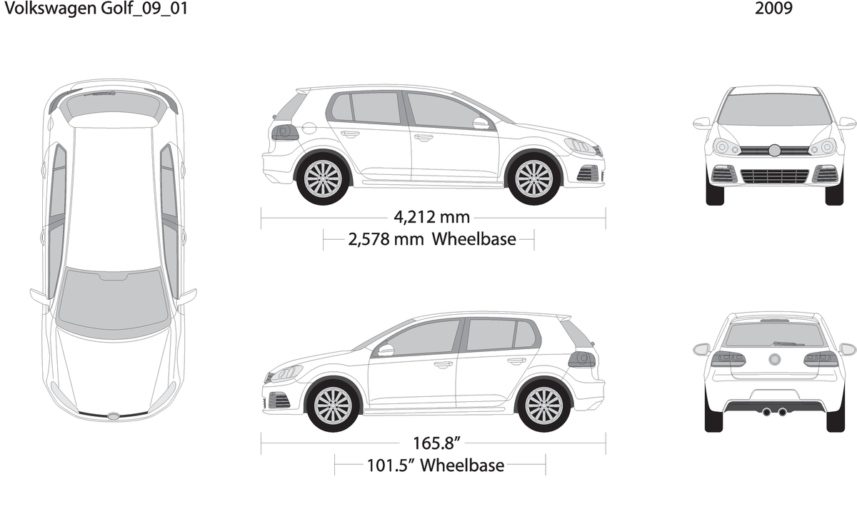 2009 Volkswagen Golf V01 Vehicle Wrap Template