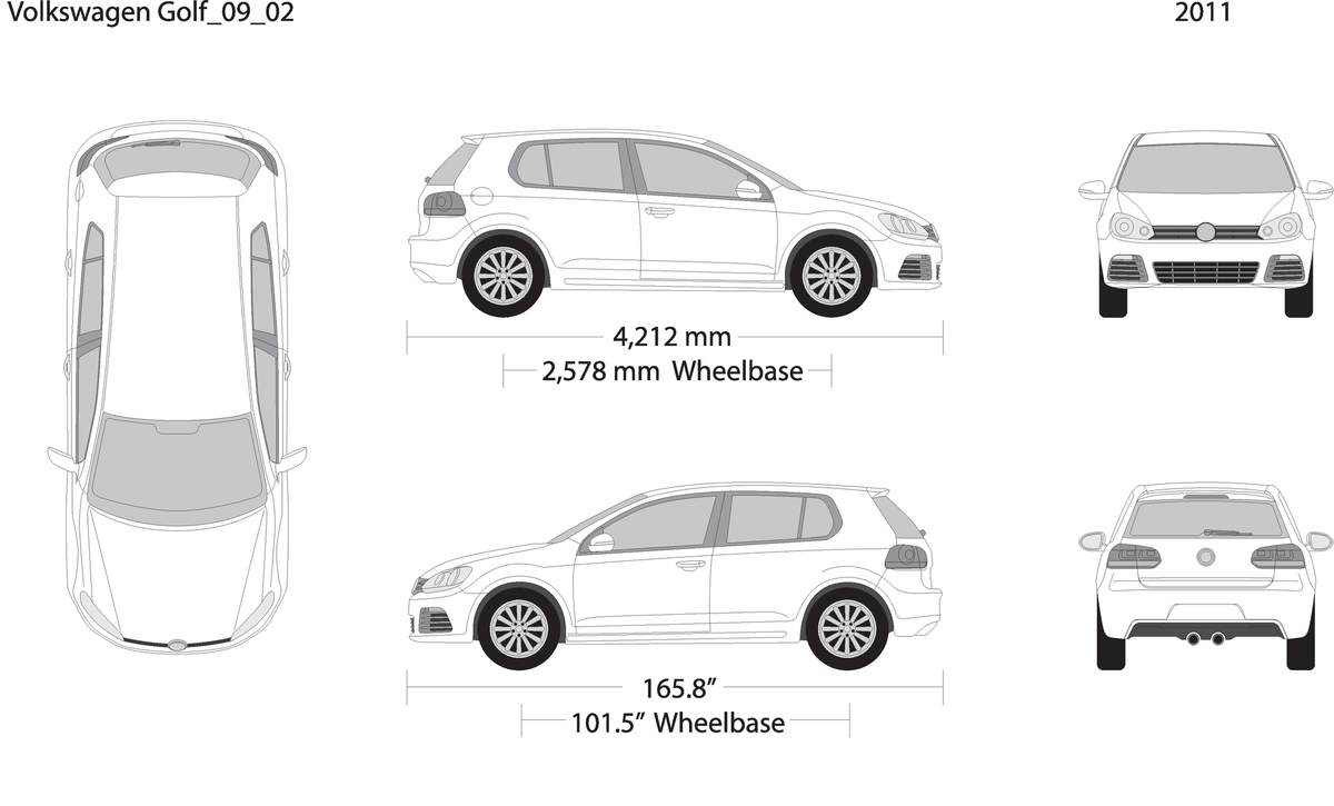 2009 Volkswagen Golf V02 Vehicle Wrap Template