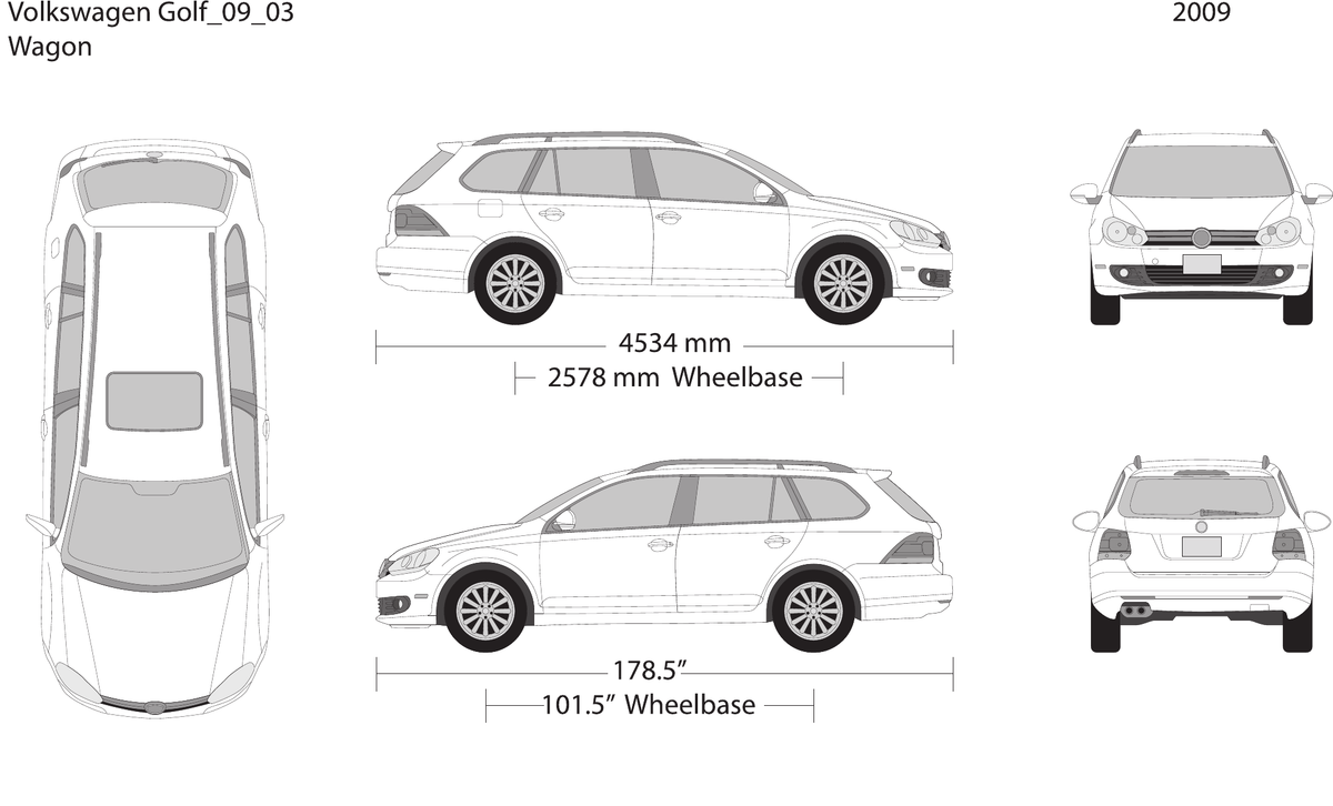 2009 Volkswagen Golf vector wrap template V03, Design-Ready PDF - GravBase