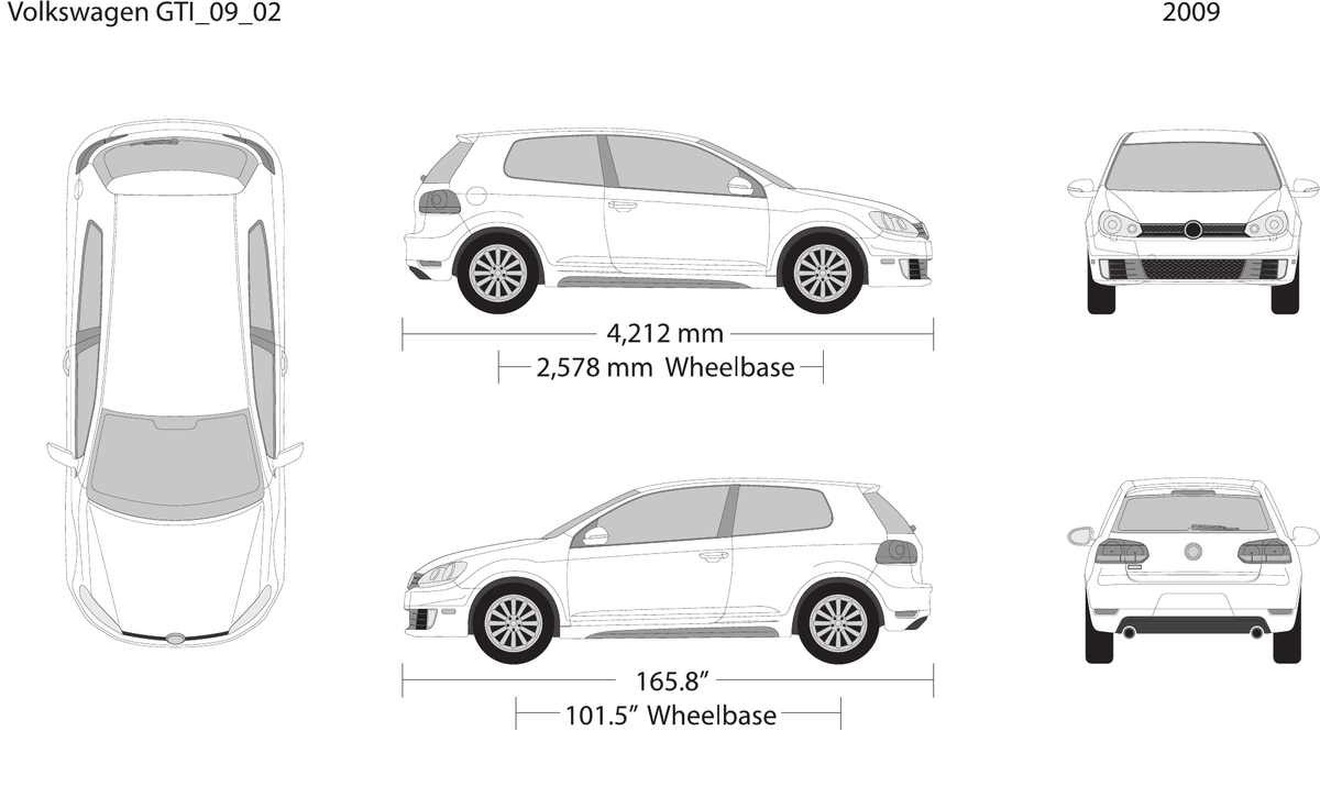 2009 Volkswagen GTI vector wrap template V02, Design-Ready PDF - GravBase