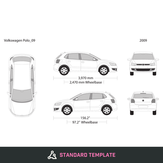 2009 Volkswagen Polo vector wrap template, Design-Ready PDF - GravBase