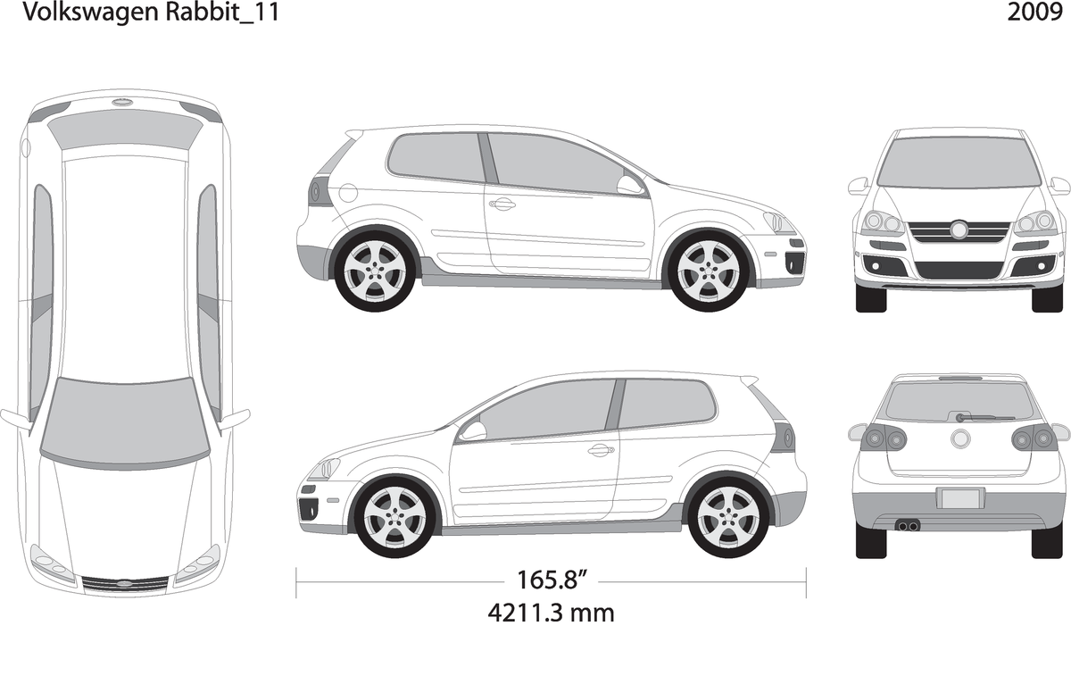 2009 Volkswagen Rabbit V11 Vehicle Wrap Template
