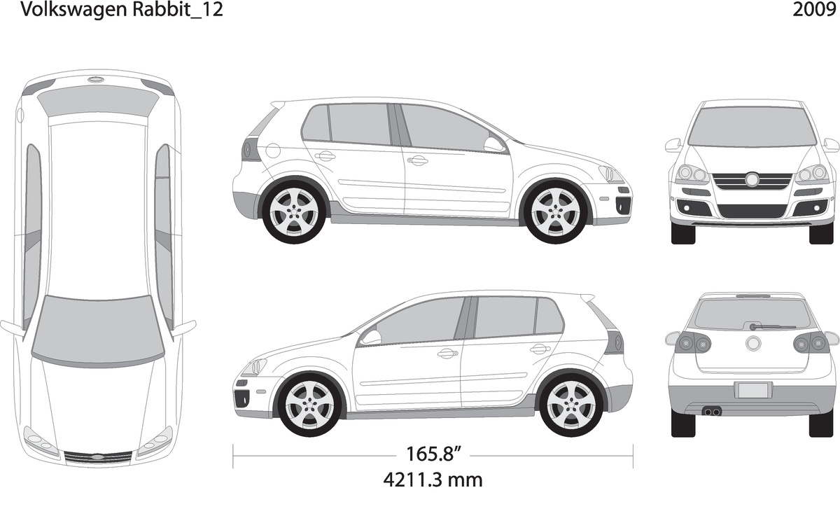 2009 Volkswagen Rabbit V12 Vehicle Wrap Template