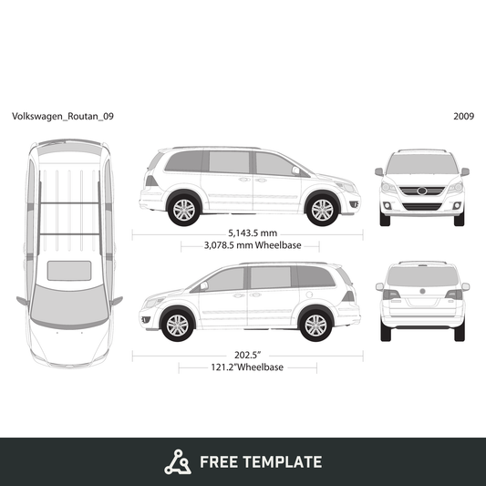 2009 Volkswagen Routan free vector vehicle wrap template - GravBase