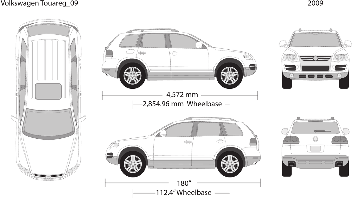 2009 Volkswagen Touareg vector wrap template, Design-Ready PDF - GravBase
