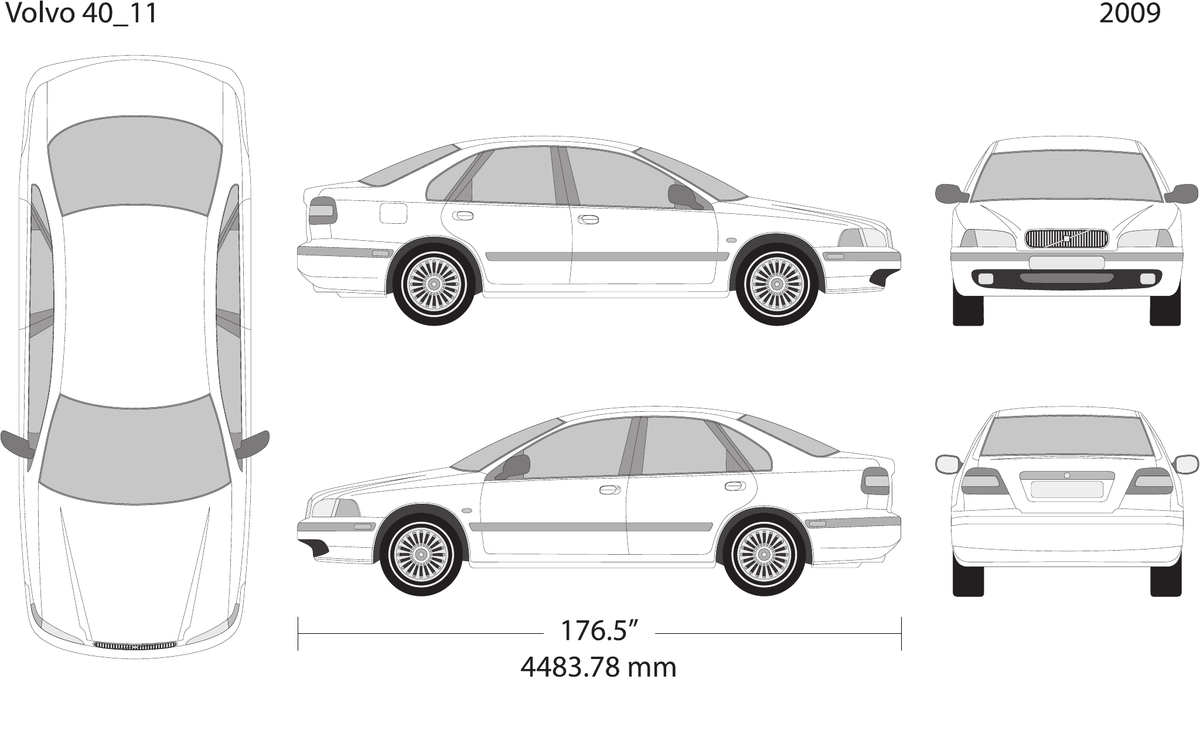 2009 Volvo 40 vector wrap template V11, Design-Ready PDF - GravBase