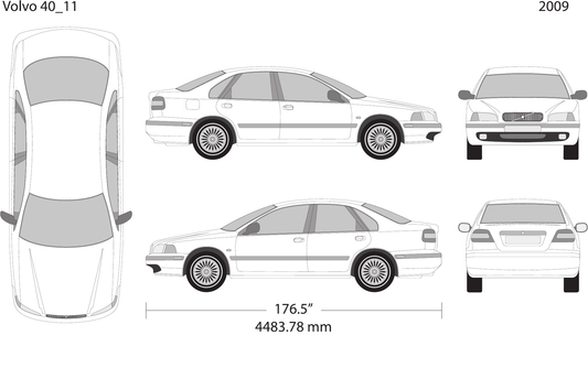 2009 Volvo 40 vector wrap template V11, Design-Ready PDF - GravBase
