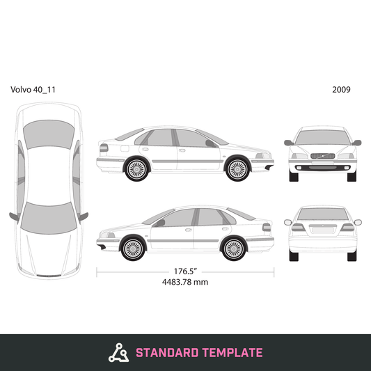 2009 Volvo 40 vector wrap template V11, Design-Ready PDF - GravBase
