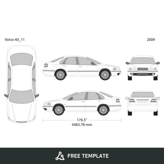 2009 Volvo 40 free vector vehicle wrap template - GravBase