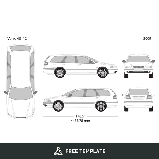 2009 Volvo 40 free vector vehicle wrap template - GravBase