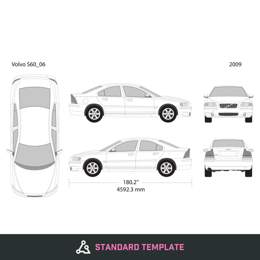 2009 Volvo S60 vector wrap template, Design-Ready PDF - GravBase