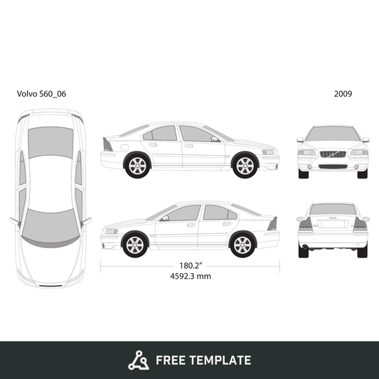 2009 Volvo S60 free vector vehicle wrap template - GravBase