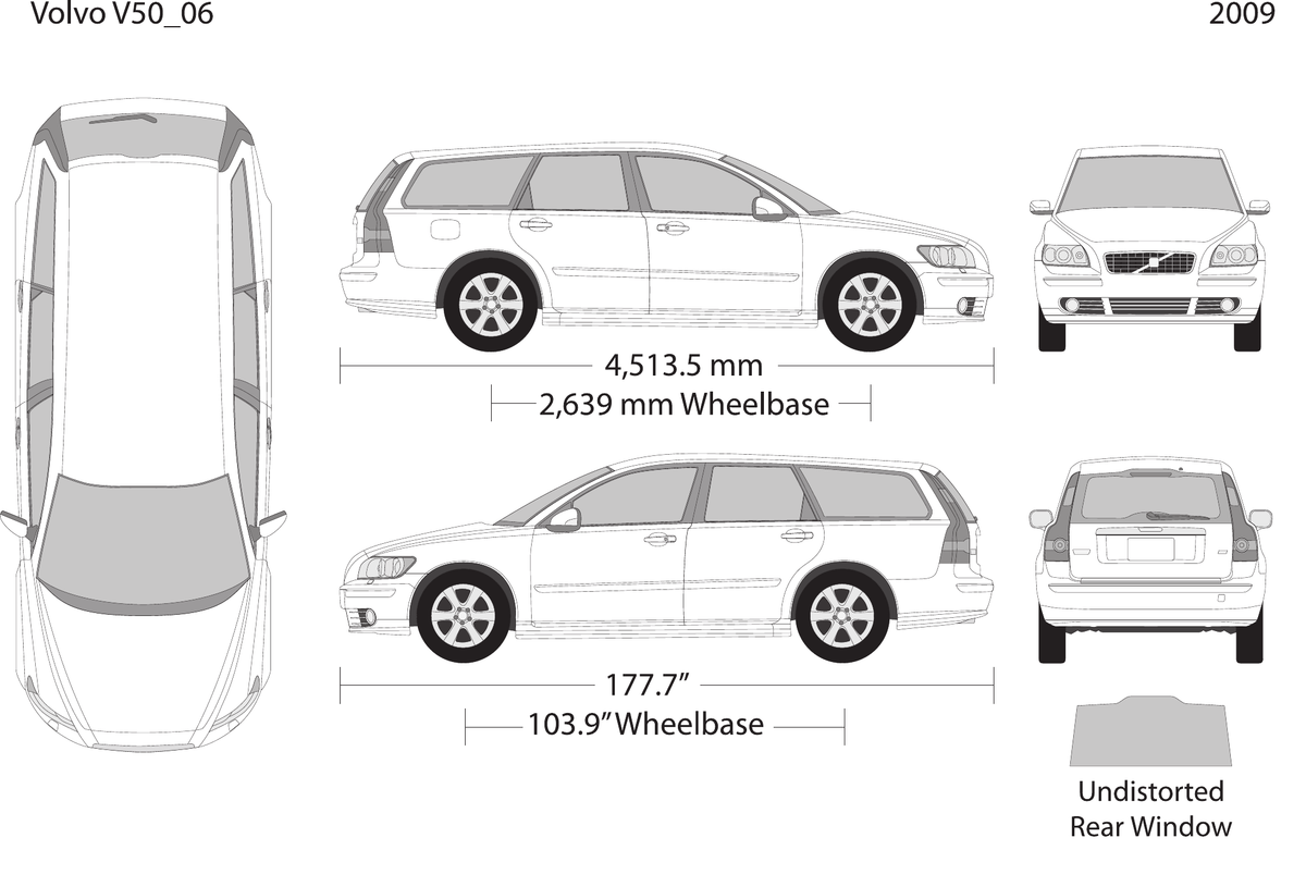 2009 Volvo V50 vector wrap template, Design-Ready PDF - GravBase