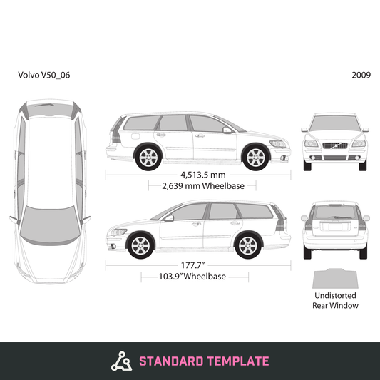 2009 Volvo V50 vector wrap template, Design-Ready PDF - GravBase