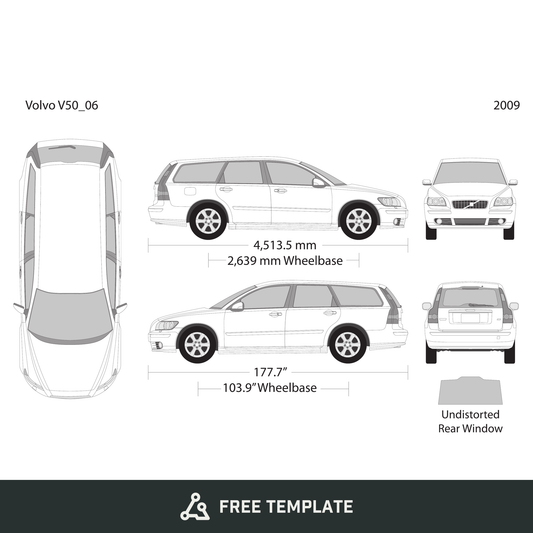 2009 Volvo V50 free vector vehicle wrap template - GravBase