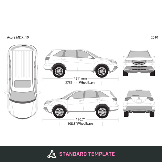 2010 Acura MDX vector wrap template, Design-Ready PDF - GravBase