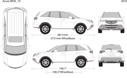 2010 Acura MDX vector wrap template, Design-Ready PDF - GravBase