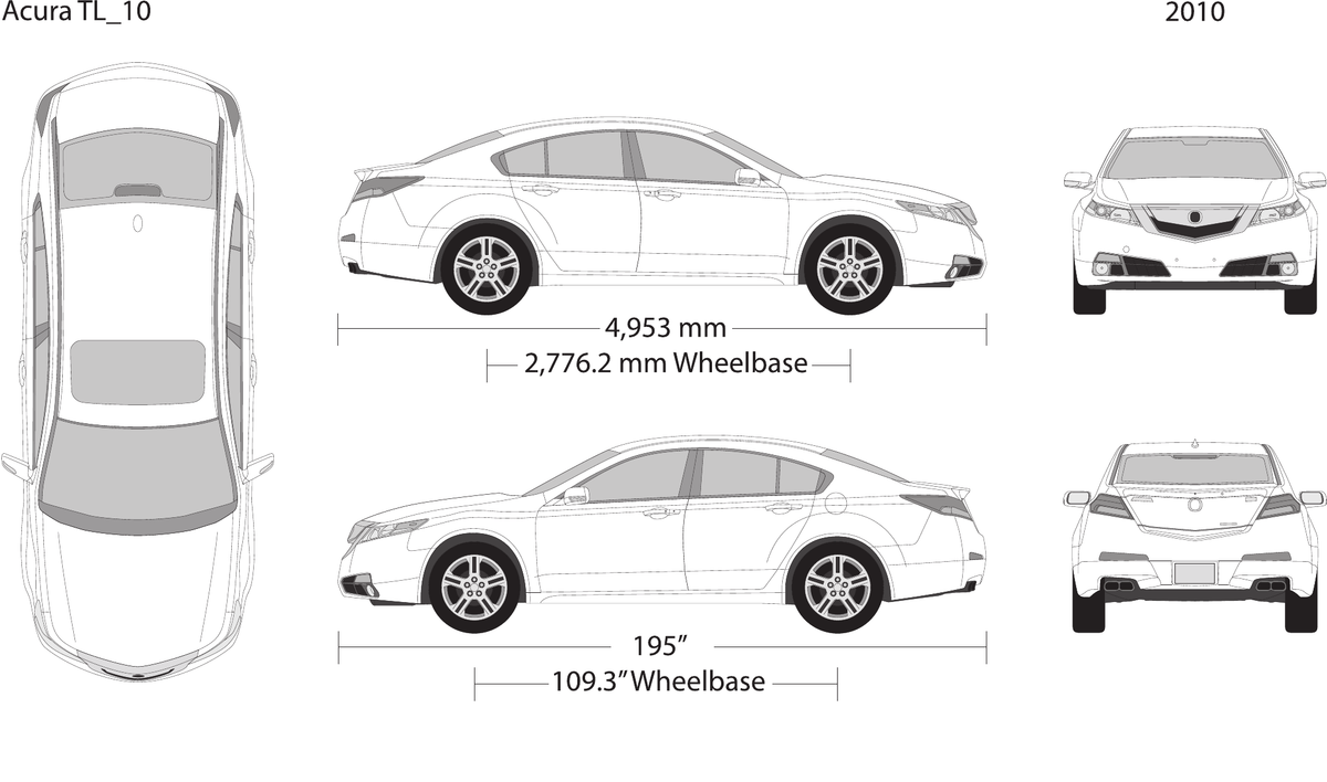 2010 Acura TL free vector vehicle wrap template - GravBase