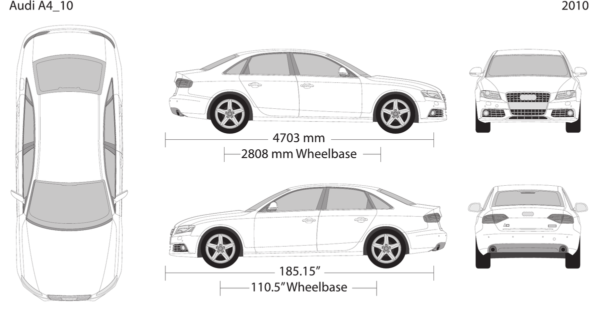 2010 Audi A4 vector wrap template, Design-Ready PDF - GravBase