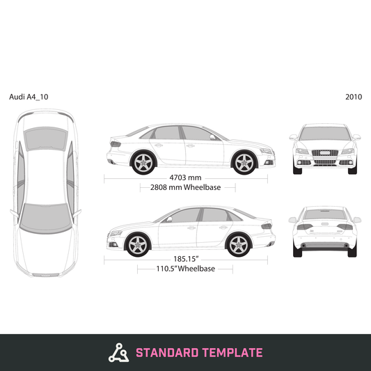 2010 Audi A4 vector wrap template, Design-Ready PDF - GravBase