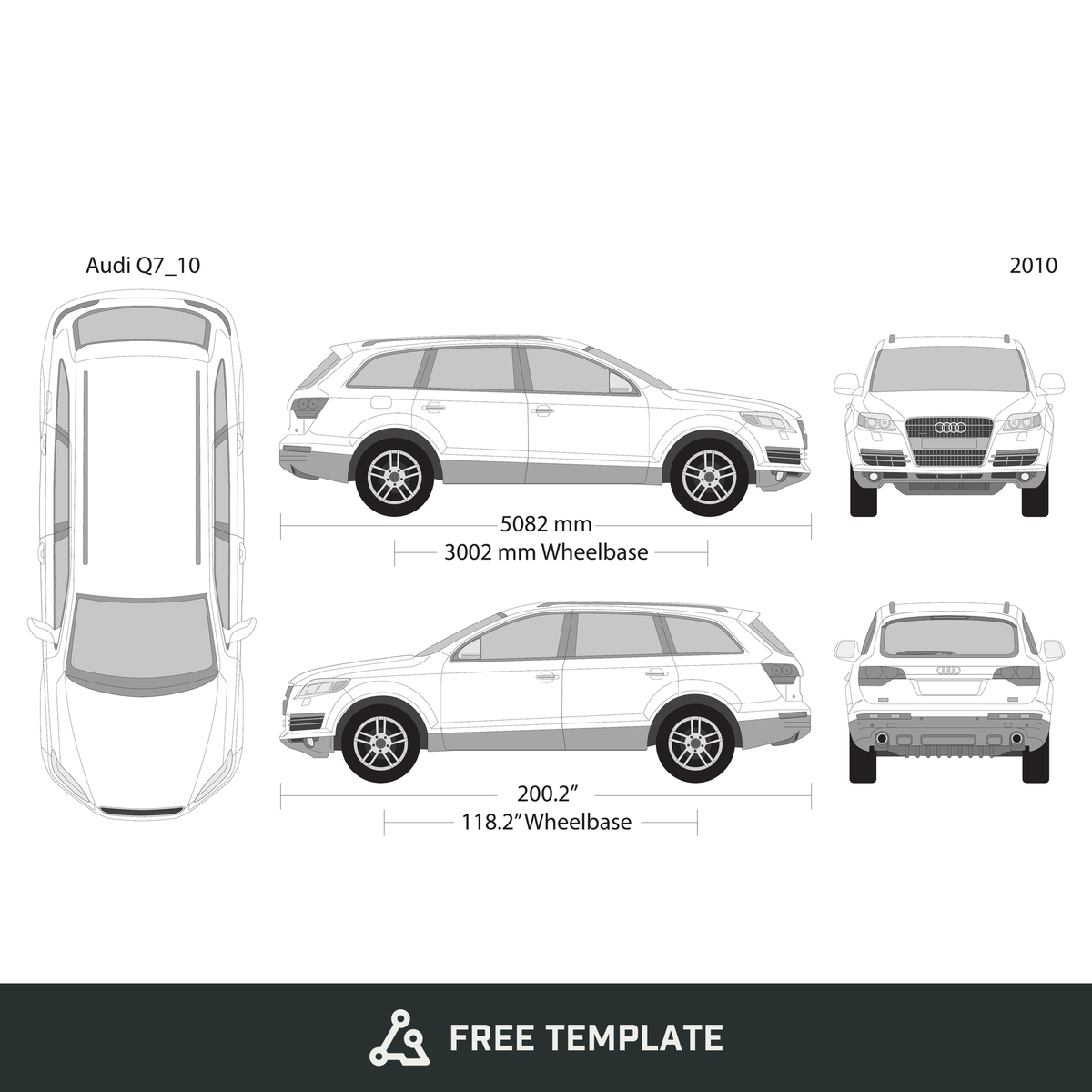 2010 Audi Q7 free vector vehicle wrap template - GravBase