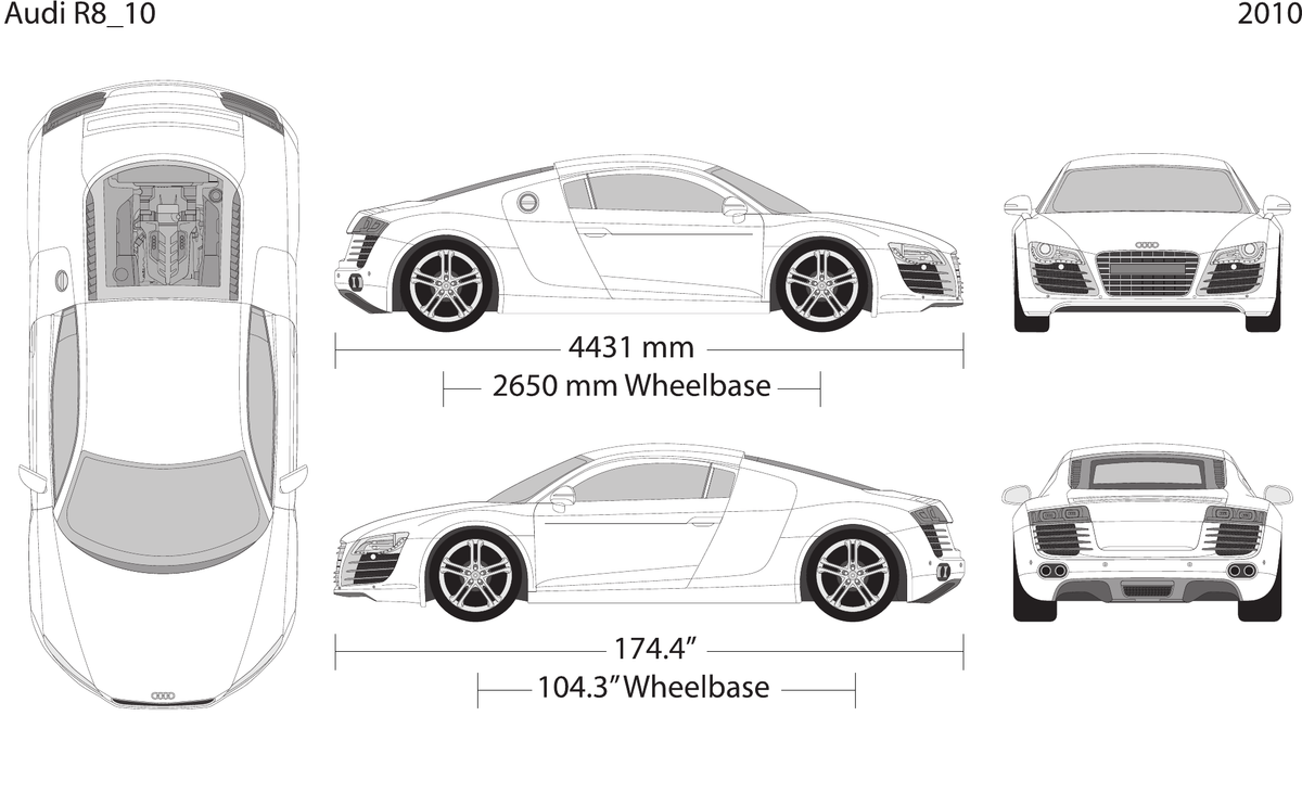 2010 Audi R8 vector wrap template, Design-Ready PDF - GravBase
