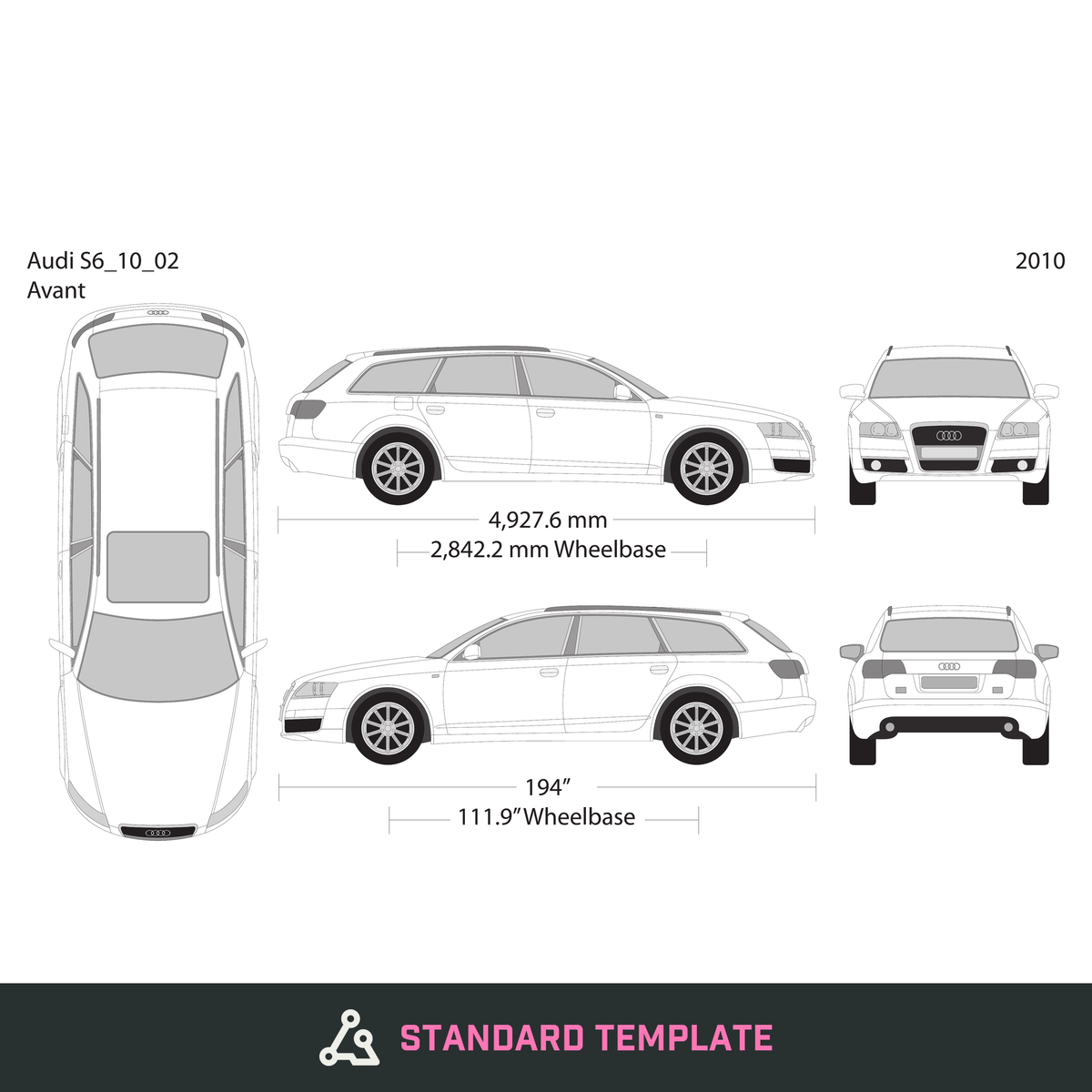 2010 Audi S6 vector wrap template, Design-Ready PDF - GravBase