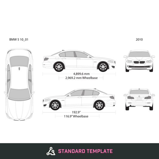 2010 BMW 5 vector wrap template, Design-Ready PDF - GravBase