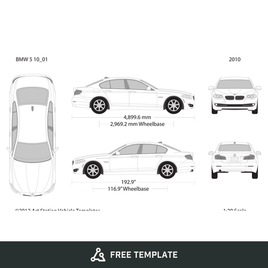 2010 BMW 5 free vector vehicle wrap template - GravBase