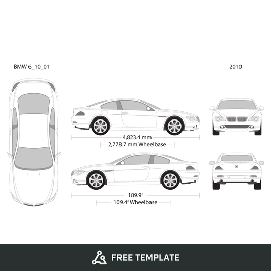 2010 BMW 6 Coupe free vector vehicle wrap template - GravBase