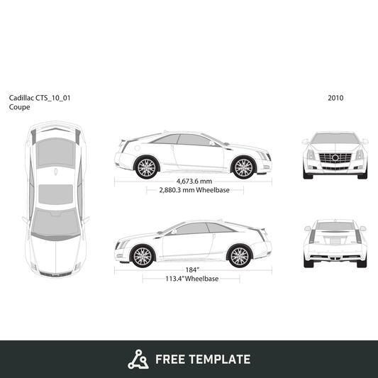2010 Cadillac CTS free vector vehicle wrap template - GravBase