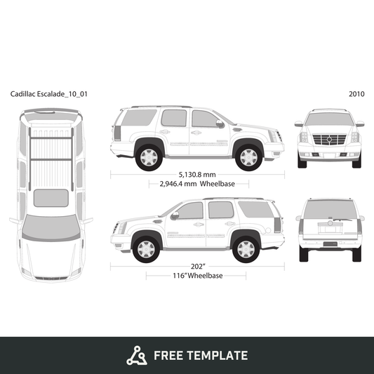 2010 Cadillac Escalade free vector vehicle wrap template - GravBase