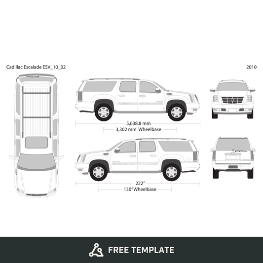 2010 Cadillac Escalade free vector vehicle wrap template - GravBase